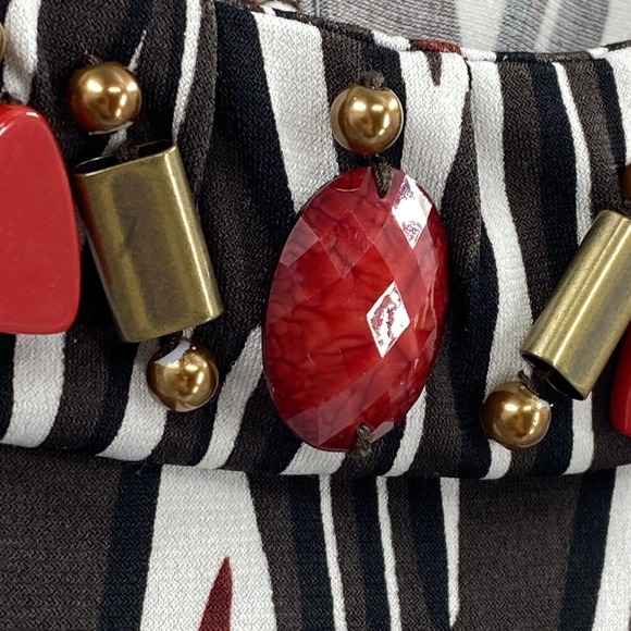 Chicos 3 Beaded Neck line Shift Dress Zebra Striped 3/4 Sleeve Size XL - Picture 4 of 13